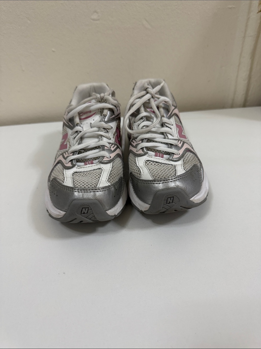 New Balance Kids White, Pink & Gray Athletic Sneakers
